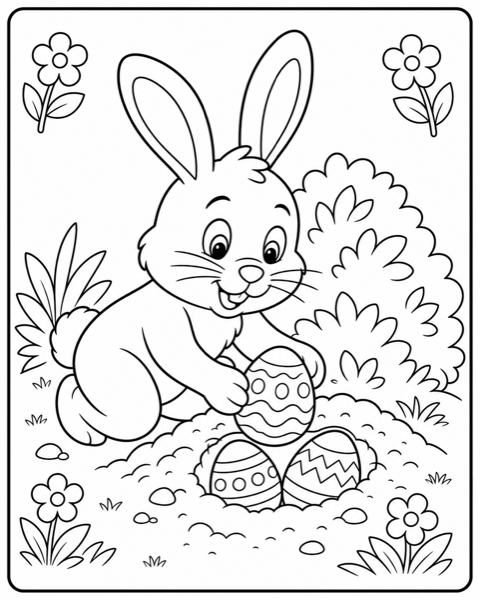 Free easter coloring page example — AI generated line art