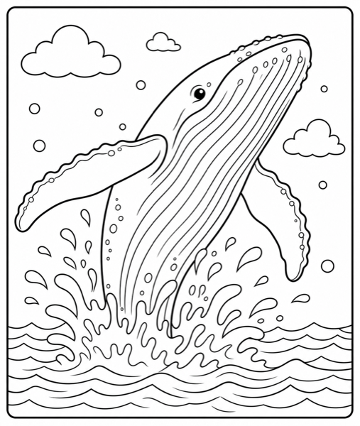 Free ocean coloring page example — AI generated line art